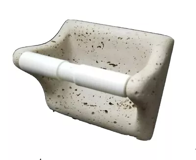 Vintage Ceramic Porcelain Tan Textured Bathroom Wall Toliet Paper Roll Holder • £14.48