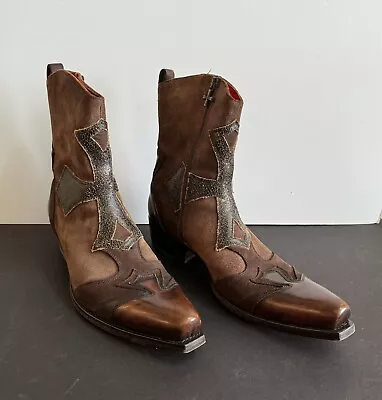 Mark Nason Men's Dallas Leather & Distressed Suede Ankle Boots Size 10 Italy • $127.50