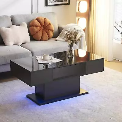 Adjust LED Coffee Table With Lights Center Cocktail Table Living Room High Gloss • $119.79