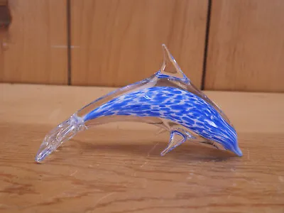 Murano Blue & White Dolphin Blown Glass Paper Weight   • $25