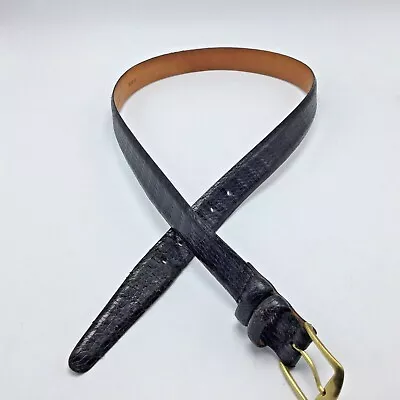 Martin Dingman Leather BELT Black Basket Grain Italian Calfskin Sz 36 Hand Made • $17.99