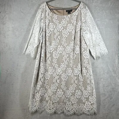 £29.34 • Buy Jessica Howard Dress 24W Plus Lace Sheath Stretch Ivory Tan Wedding Cocktail