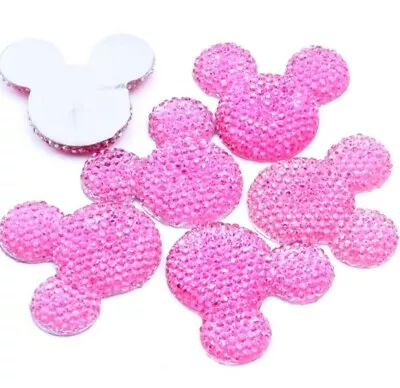 5PC Hot Pink Mickey Mouse Flatback Embellishment Hair Bow Cupcake Toppers Crafts • $7.59