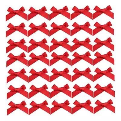 50pcs Boutique Mini Red Satin Ribbon Bows Appliques DIY Craft For Sewing Scra... • $13.13