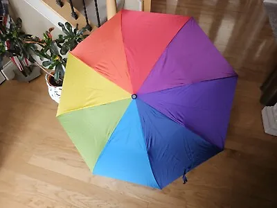 Rainbow Umbrella Oversize 4 Foot Diameter Telescoping Spring Loaded • $49.99