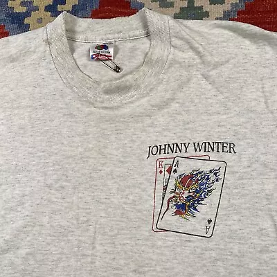 Johnny Winter Edgar Muddy Waters Blues Rock Single Stitch L T-Shirt USA VTG 80s • $74.99