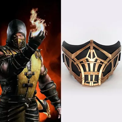 Accessories Mortal Kombat Scorpion Mask Half Face Resin Cosplay Props Halloween • $25.80