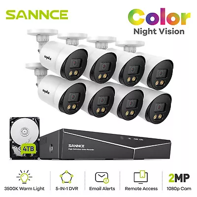 SANNCE 5MP Lite 8CH DVR HD 1080p Full Color CCTV Home Security Camera System  • $52.05