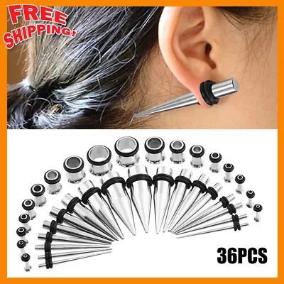 36Pcs/Set Screw On Ear Taper & Flesh Tunnel Stretcher Earplugs Expander Kit UK • £10.97