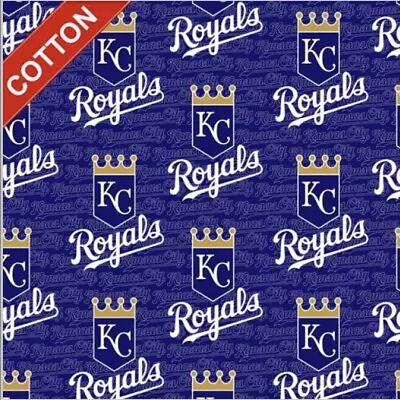 MLB Kansas City Royals Cotton Fabric Base Ball Team 58  Length By The 1/4 Yard • $3