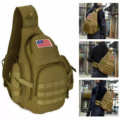 Tactical Military Sling Chest Pack Crossbody MOLLE Laptop Backpack Shoulder Bag • £38.39