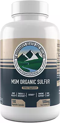 MSM Organic Sulfur 500mg Capsules - 180 Veggie Caps • $28.99