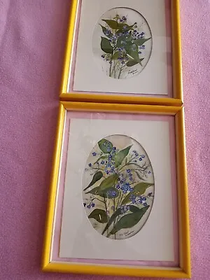 Pair Of Vintage Floral Watercolors (Lovely) • $24.95