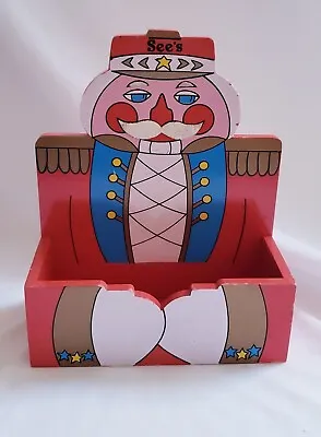 Vintage See's Candy Store Business Card Display Wood Nutcracker Christmas Box • $15.99