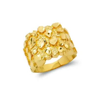 18K Yellow Gold Over Classic Nugget Square Estate Ring Gift For Men Size 8-17 • $199.99