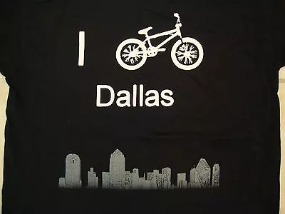 Fruit Of The Loom I Bike Dallas High Rise Buildings Image Black T Shirt L • $15.71