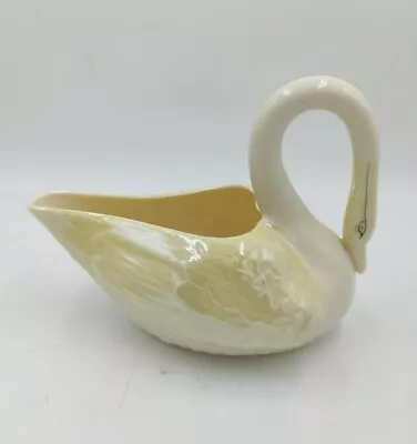 Vintage Belleek Ireland Fine Parian China Swan Creamer Lusterware Yellow Cream  • $12.99