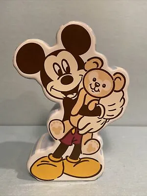 Vintage Disney Mickey Mouse Hugging Teddy Bear Porcelain Piggybank Bank RARE • $0.99