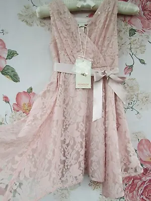 £24.99 • Buy BNWT Pink Lace LOUISA Flower Girl Party Occasion Dress 3-4 MONSOON £48