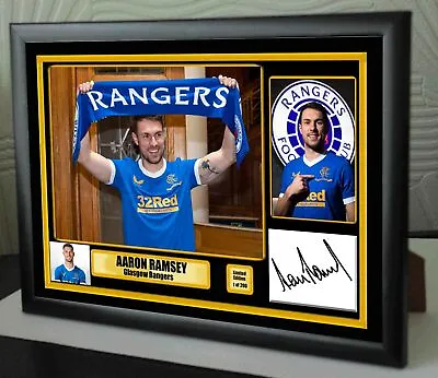 £19.99 • Buy Aaron Ramsey Rangers Fc  2022 Signed A4 Framed Tribute  Great Gift 