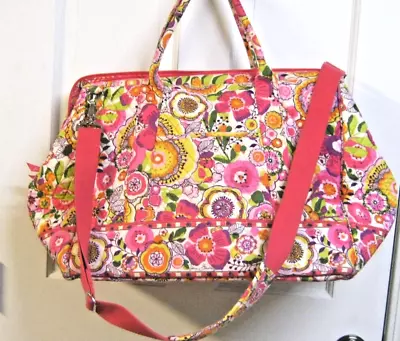 VERA BRADLEY FRAME TRAVEL BAG TOTE CLEMENTINE CARRY-ON 18 X 14.5 X 11 USED • $21.99