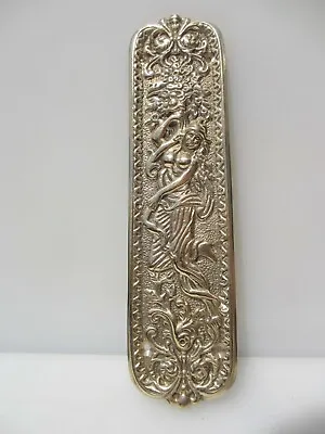 Brass Finger Plate Push Door Handle Floral Rococo Leaf Art Nouveau Lady Flowers • $31.13