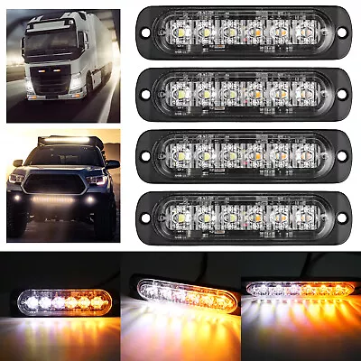 4PCS 6 LED Strobe Light Bar Car Truck Flashing Warning Hazard Beacon Amber/White • $14.98