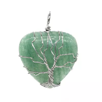 $3.14 • Buy Natural Healing Crystal Quartz Wire Wrap Tree Of Life Heart Chakra Stone Pendant