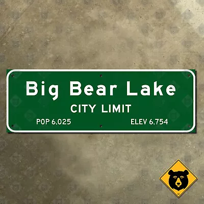 Big Bear Lake California City Limit Welcome Highway Road Sign 1959 21x7 • $92.65