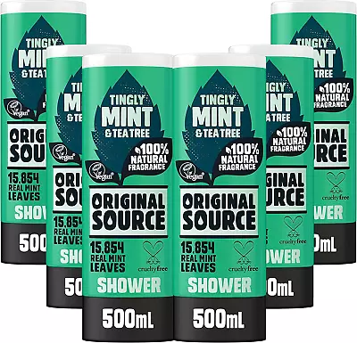 Mint & Tea Tree Shower Gel 100% Natural Fragrance Bulk Buy Pack Of 6 X 500 Ml • £21.99