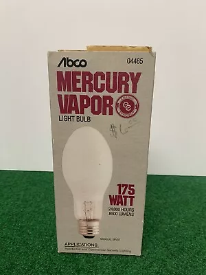 Vintage Abco Mercury Vapor Light Bulb-175 Watt-04485- 24000 Hours-New/Old Stock • $20