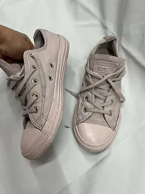 Converse All Star Trainers Size Uk 2 In Baby Pink Leather  • £11