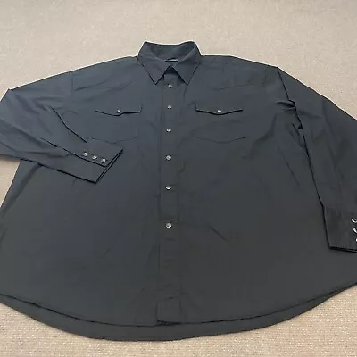 Wrangler Western Shirt Mens 2XL XXL Black Long Sleeve Pearl Snaps Cowboy Rancher • $18.95