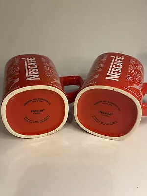 Vintage Nescafe Red Christmas Mug Coffee Tea Ceramic Collectible 11oz Holiday • $10