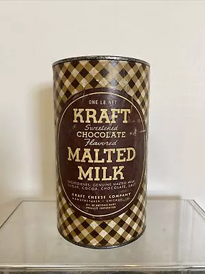 F Vintage 1 Pound Kraft Sweetened Chocolate Flavored Malted Milk Tin Can • $24.99