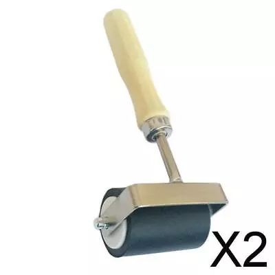 2X Wooden Handle Hard Rubber Roller Printing Inks Lino Brayer Art Craft Tool • £14.40