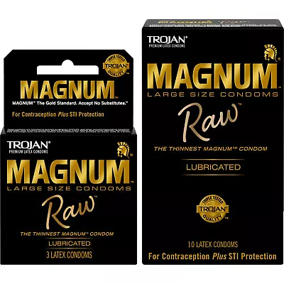 Trojan Magnum RAW Thinnest Sensitive Large Lubricated Latex Condoms • $14.99