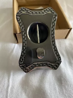 $59 • Buy Rocky Patel Viper V-Cut Cigar Cutter - Gunmetal And Silver Carbon Fiber - New