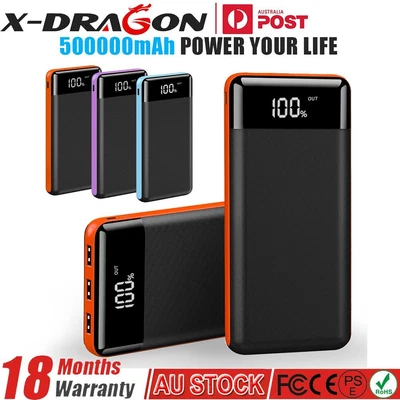$34.99 • Buy 500000mAh Power Bank Universal 3 USB Type C Input Fast Charge Battery Charger AU