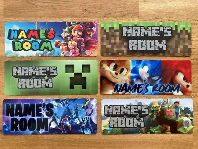 Minecraft Sonic Mario Kids Door Sign Personalised Metal Bedroom Name Plaque • £7.49