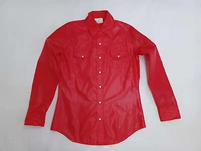 Western M Shirt Red 100% Nylon Windbreaker Rain Vtg 70s Cowboy Mens NOS • $67.44