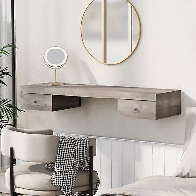 Floating Vanity Makeup Table Wall-Mounted With 2 Drawers Bedroom Dressing Table • $153.68