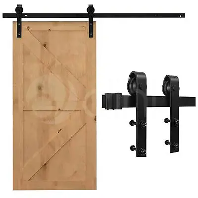 Sliding Door Hardware Kit 6Ft / 183 Cm Single Wooden Barn Door Track Closet Set • £29.99