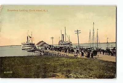 Old 1914 Postcard Of Steamboat Landing Block Island RI • $2.99