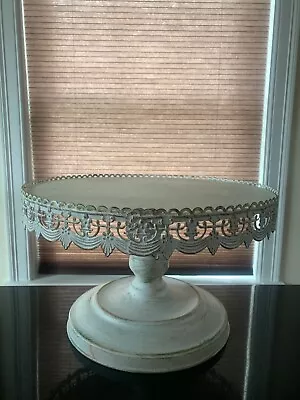 Antique White Rustic Metal Cake Stand • $19.99