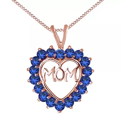 1.60Ct Blue Sapphire 10K Gold Plated  MOM  Open Heart Pendant Valentine Gifts • $72.98