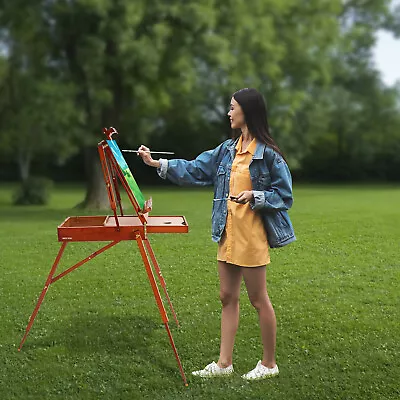 Wooden Easel Stand Painting Tripod Palette Drawer Worktop Sketchbox Easel Box UK • £74.88