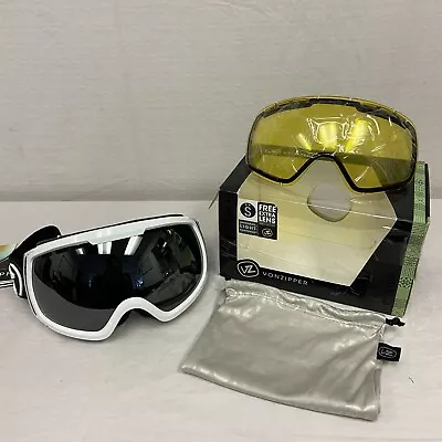 VonZipper Feenom Snow Goggles White Gloss Frame W/ Black Chrome + Yellow Lens • $90