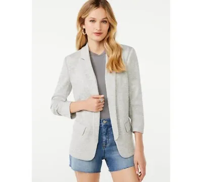 Scoop Women's Relaxed Scuba Knit Blazer With Scrunch Sleeves Size M 8-10 Grey • $34.16
