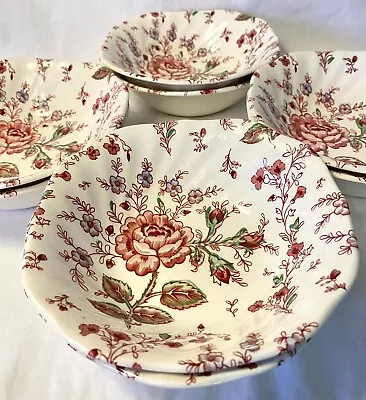 VTG Johnson Brothers ROSE CHINTZ  (2) 6” Salad Bowls Made In England Black Label • $15.98